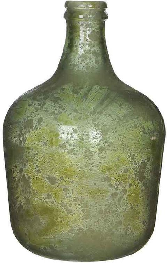 Groene antieklook fles vaas/vazen van glas 27 42 cm - Diego -... bol.com