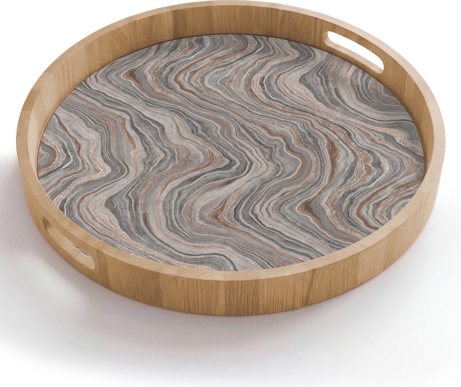 Dienblad rond 50x50 cm - Schootdienblad hout - Patroon - Textuur - Grijs - Borrelplank rechthoek - Plateau houten dienbladen