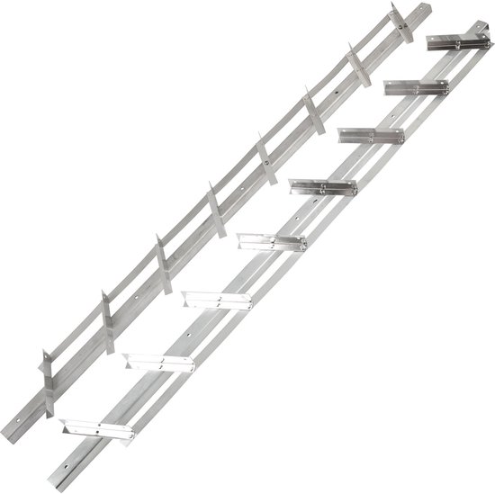 Set van twee roestvrijstalen draaibare lamellenhouders van 95 cm voor een flexibele tuinschutting.