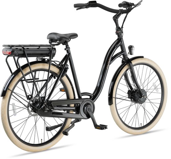 Crown Florence - Elektrische moederfiets - Elektrische damesfiets - Voorwielmotor - Hydraulische schijfremmen - 7 Versnellingen - 28 inch - 55 cm - Shiny Black — afbeelding 5