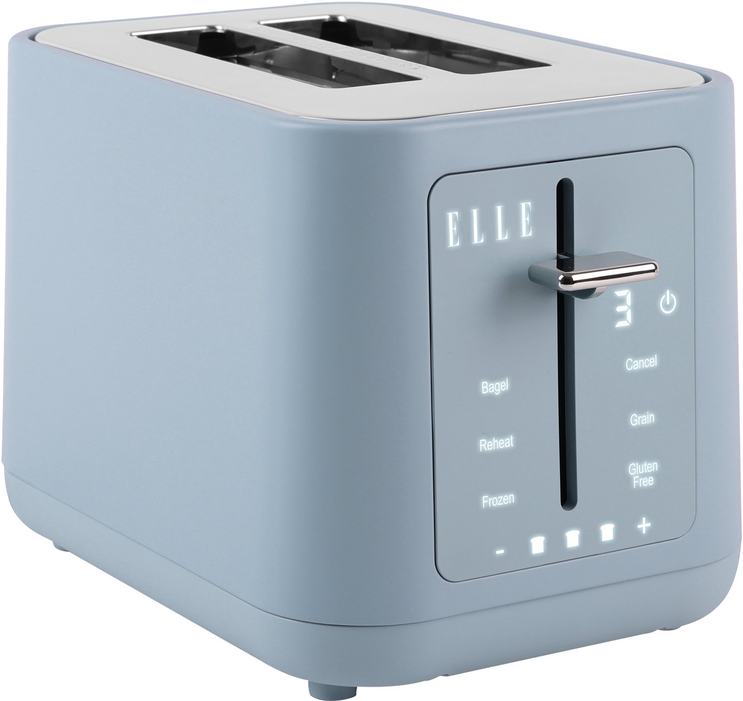 ELLE Digitale Broodrooster met 2 Extra Brede Sleuven – Elektrische Broodrooster met Digitaal Display, 6 Bruiningsniveaus, Bagel-, Ontdooien- en Opwarmfunctie, Uitneembare Kruimellade, 980W - Blauw