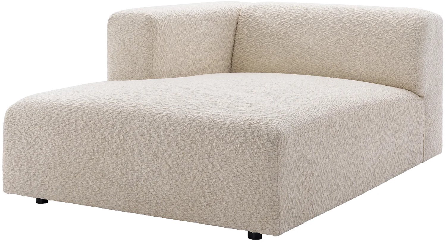 Vente-unique Chaise longue links met armleuning in beige chenillestof - TORISO