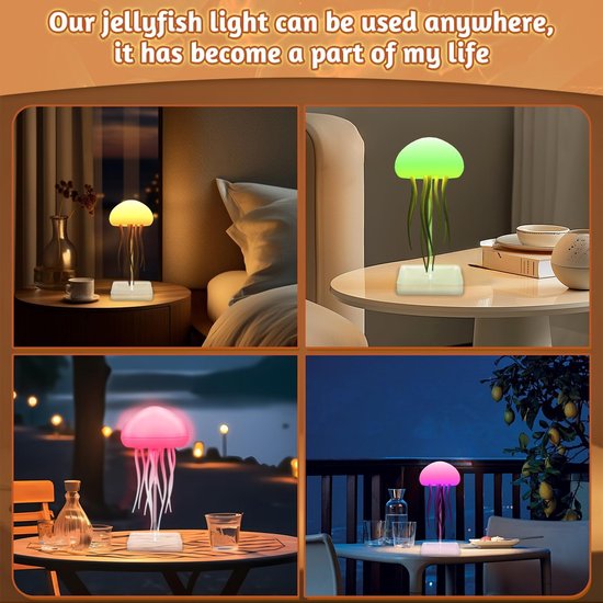 Namajunas - nachtlampje -sfeerverlichting -LED-verlichting in de vorm van een kwal -nachtlampje voor volwassenen -spraakgestuurd, met bewegende tentakels, geschikt voor decoratie in kinderkamers, slaapkamers, gamekamers, werkplekken en andere ruimten van Namajunas — afbeelding 5