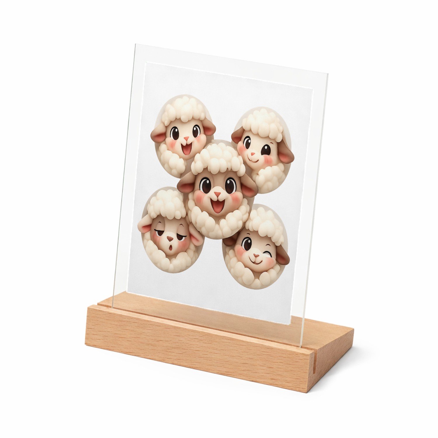 Mr Cadeautjes Glasframe met vaste tekst - design Speelse dierenportretten in een verzamelserie met ronde kade | cadeau Wit