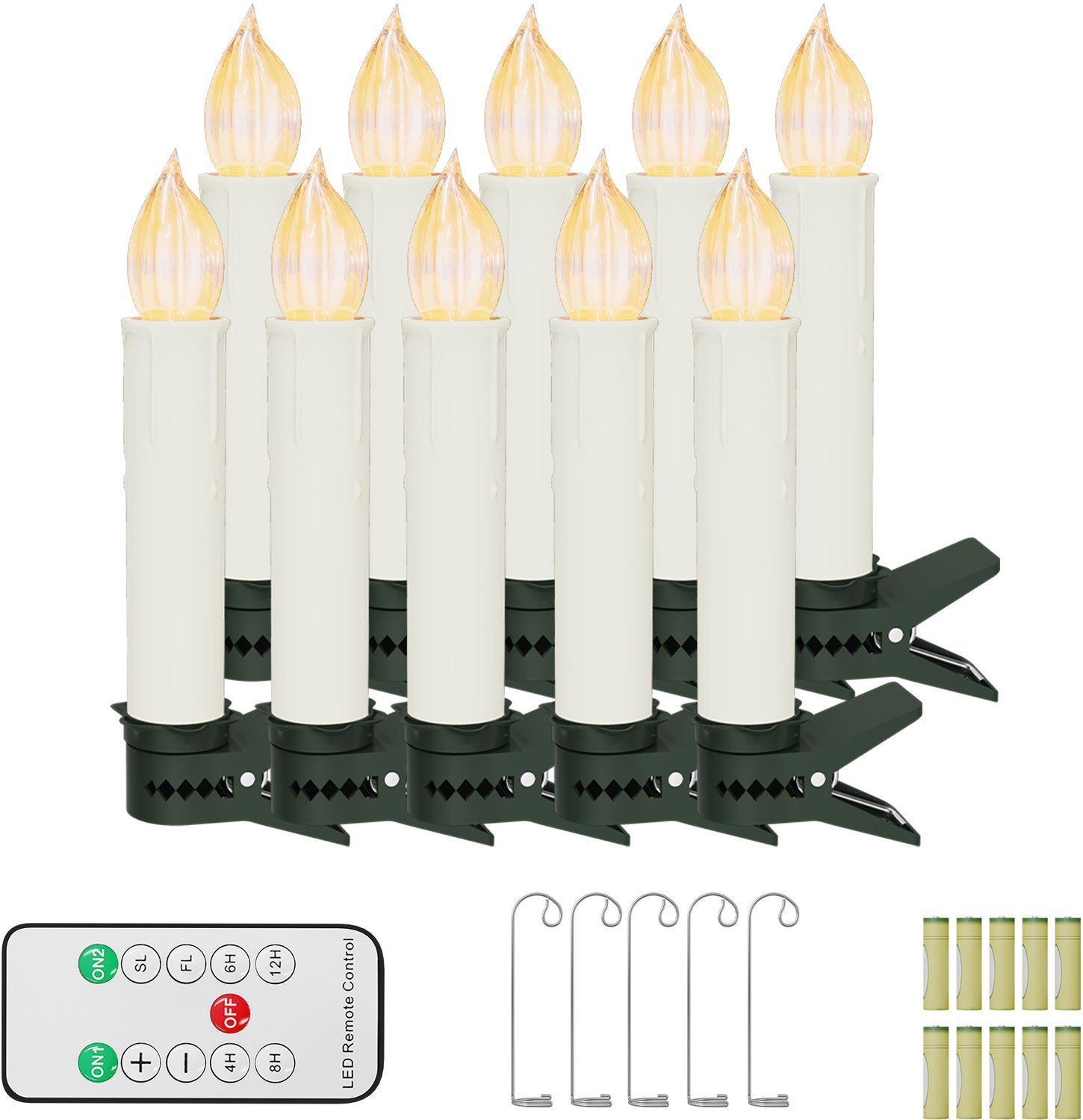 NAIZY LED Kaarsen 20 Stuks - Warm Wit - Kerstboomkaarsen met Clip - Timer & Afstandsbediening - IP44 - Batterijen Inbegrepen - NAIZY Warm wit licht