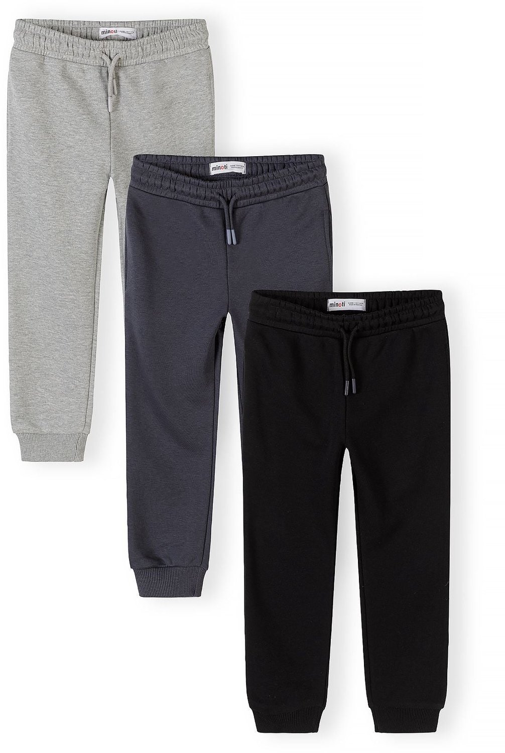 Minoti joggingbroek jongens 3-pack zwart grijs navy - katoen