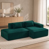 REDOM 3-Zits Bank + Sofa - Compact ontwerp met pocketveren - Moderne bank voor woonkamer of kantoor - Polyester bekleding - Retrogroen - 235 x 129 x 70 cm