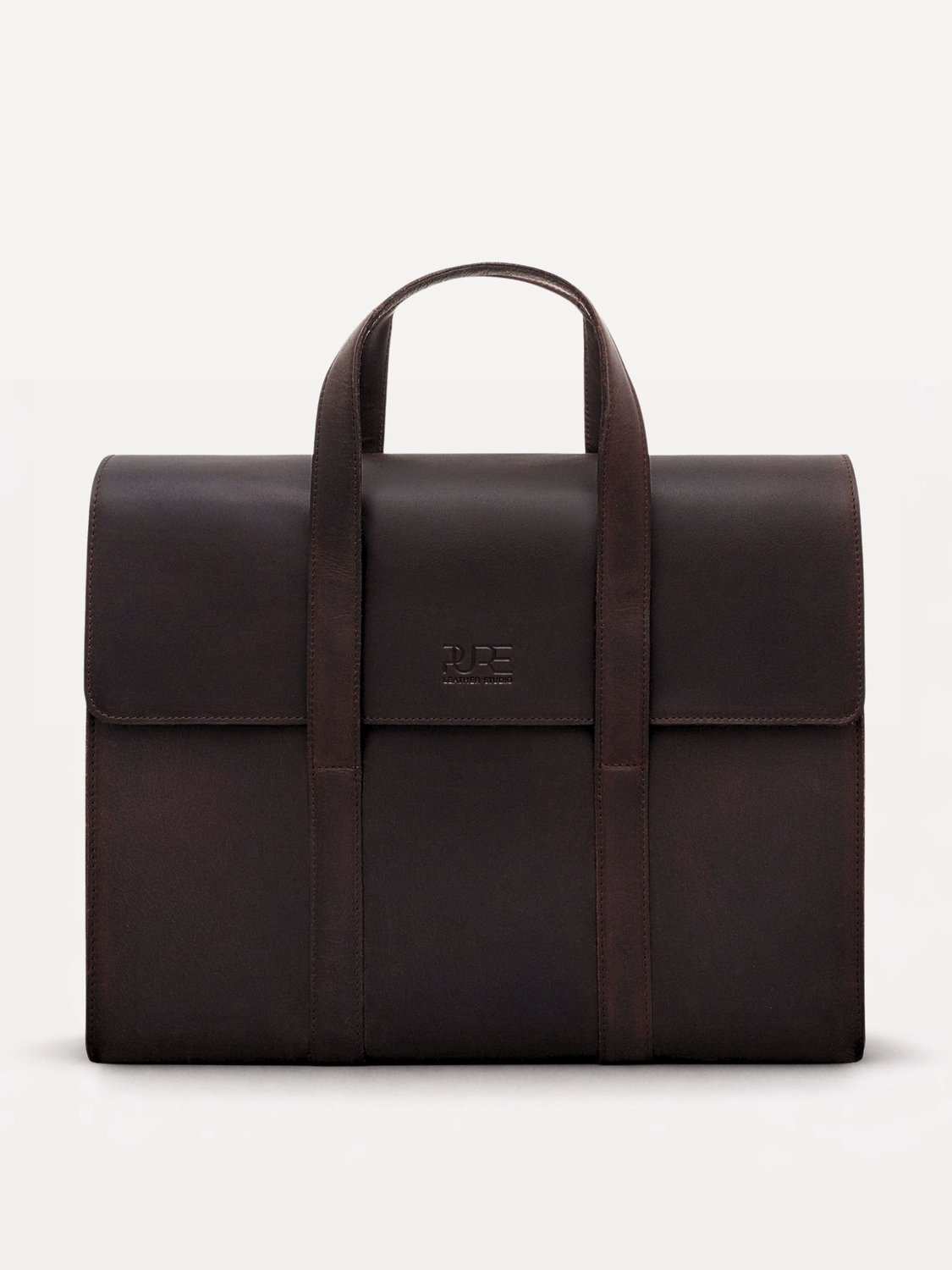 PURE Studios LESATH - Leren aktetas 15,6 inch - Chocolate