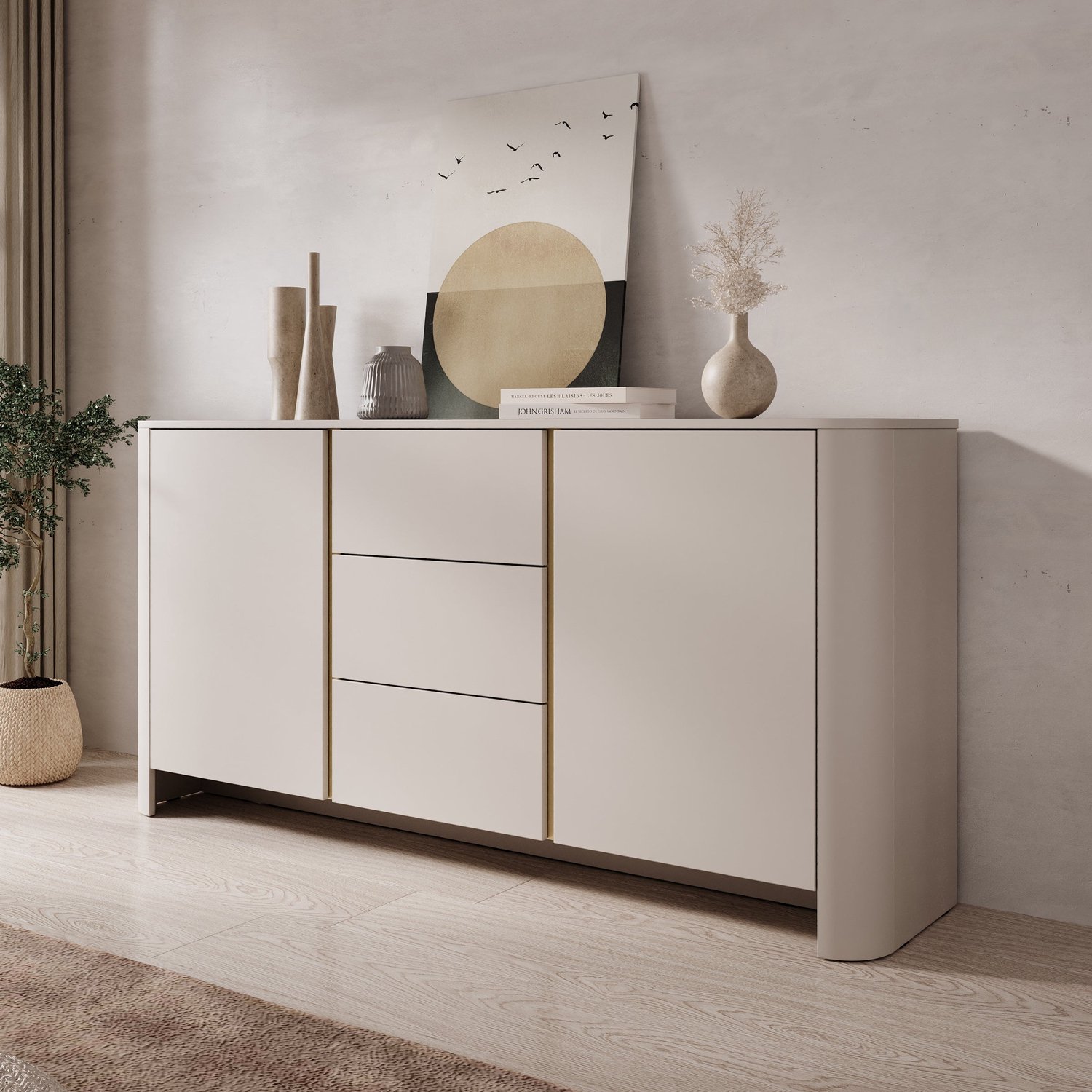 MEUBELLA Barbados - Dressoir - Beige - 168x39x84 cm