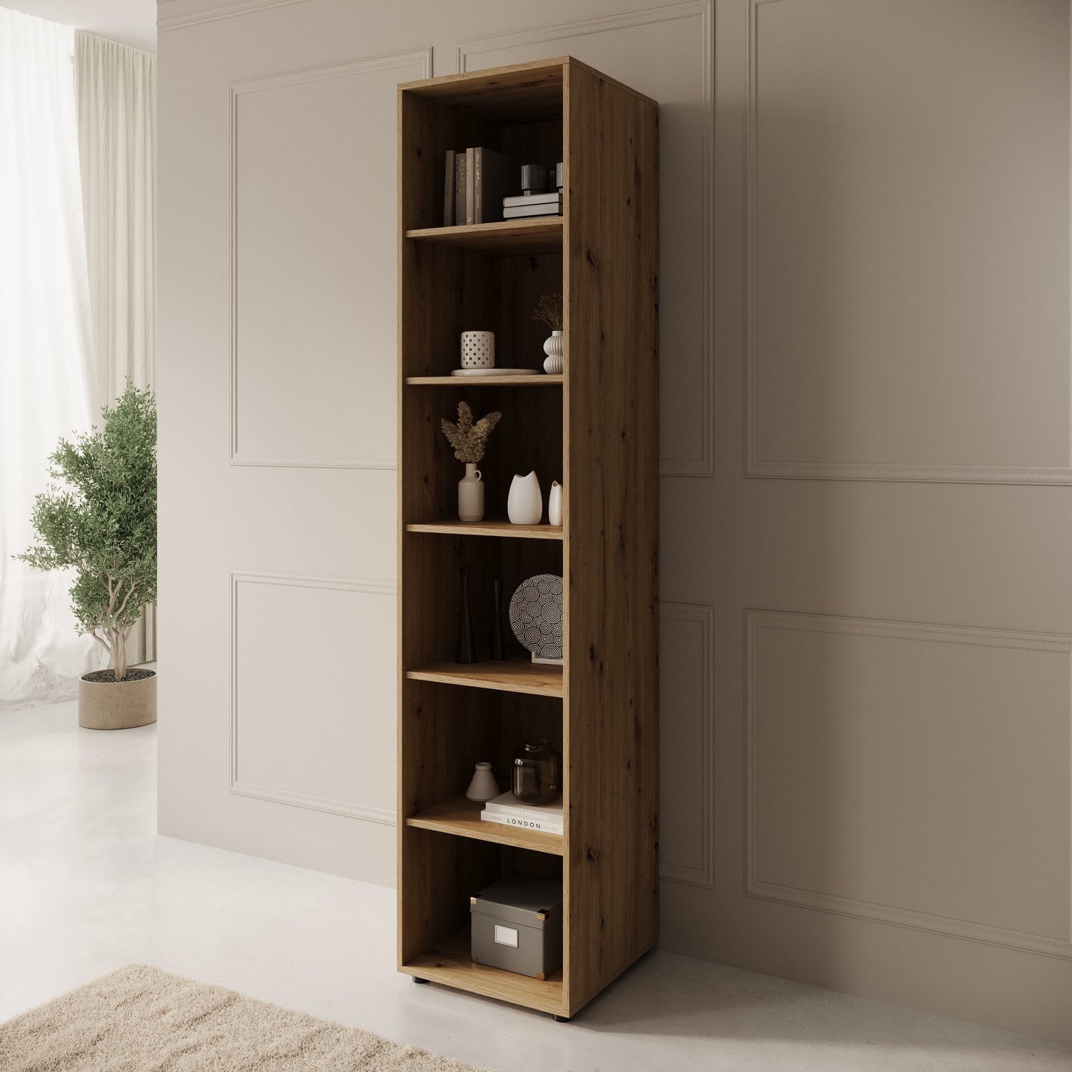 MEUBELLA Montalo - Boekenkast - Eikenpatroon - 45x45x206 cm Bruin