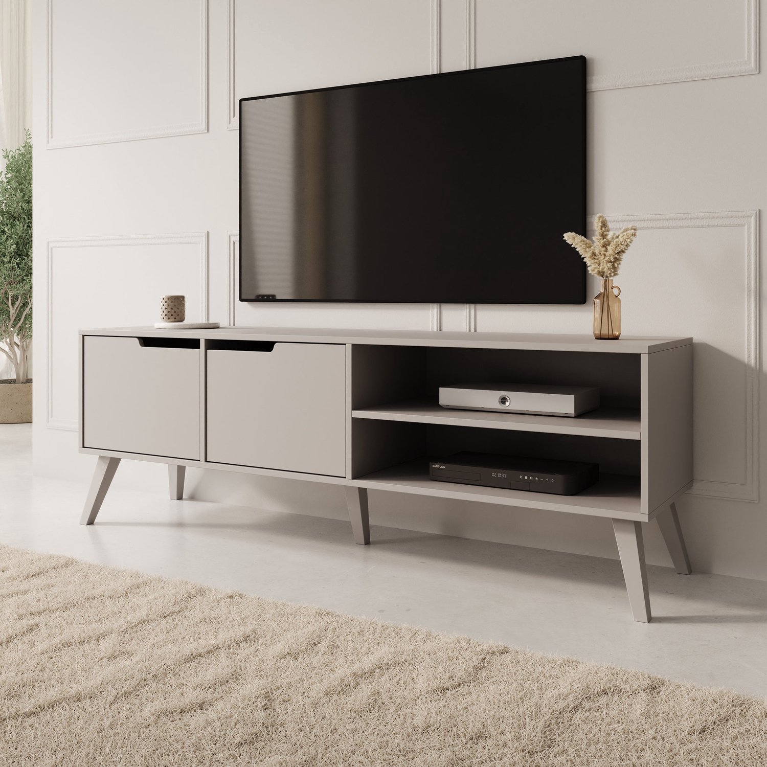MEUBELLA Nido - TV-Meubel - Beige - 160x40x55 cm