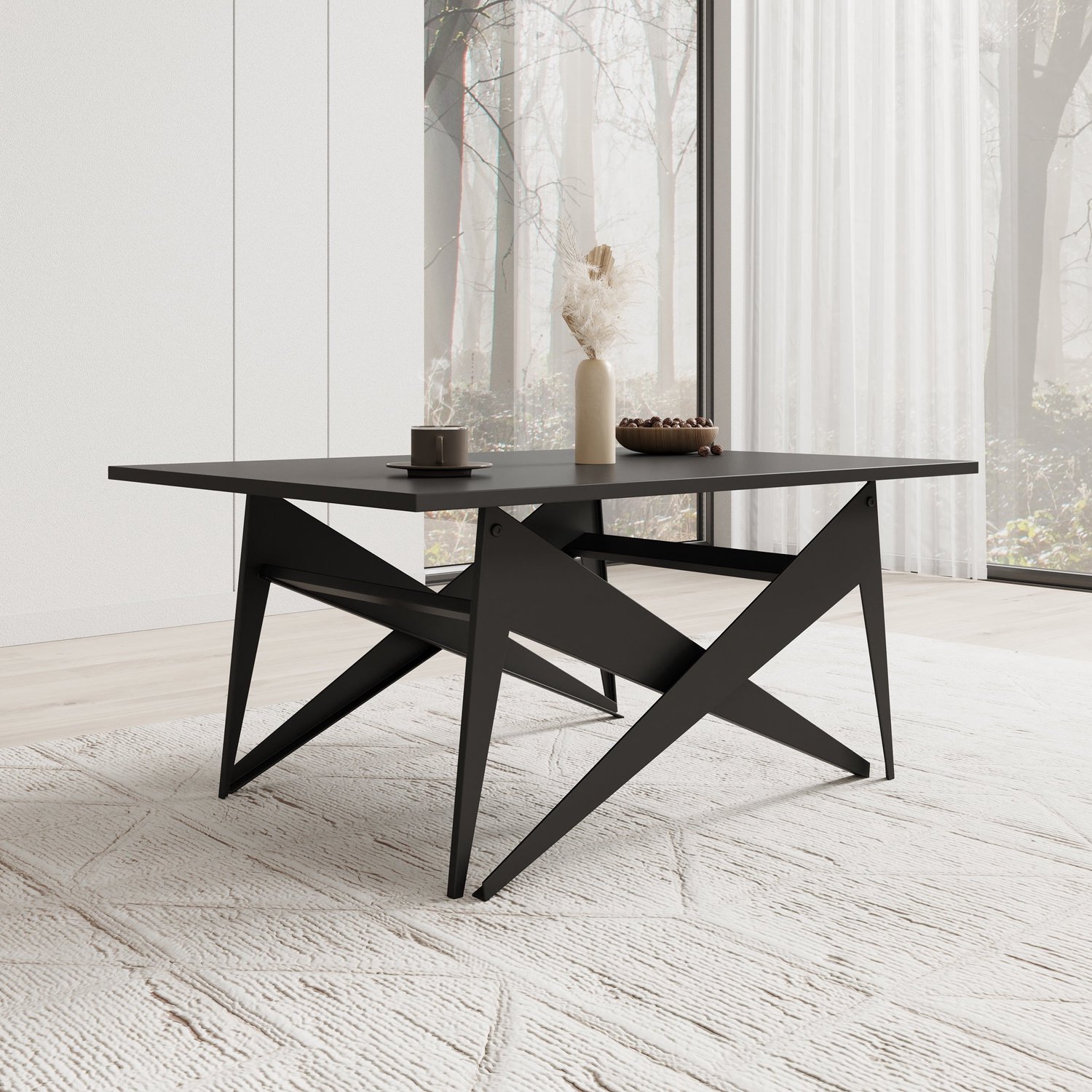 MEUBELLA Xyra - Salontafel uitschuifbaar tot eettafel - Zwart