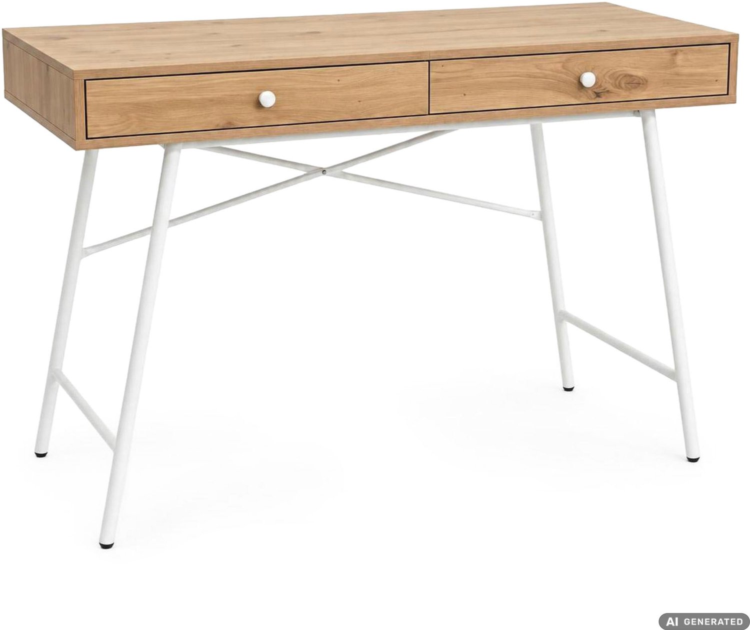 Akord Computerbureau SKANDIA / Artisan eiken / 120 cm / 2 laden, wit onderstel, industriële stijl / 120 x 50 x 80,5 cm Artisan eiken, wit