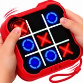 Silvergear® Boter Kaas en Eieren Spel 3-in-1 - Tic Tac Toe - Whack-a-Mole - Geheugenspel - Elektronische Spelconsole voor Kinderen - Compact Reisspel - Touchbediening - 1-2 Spelers - 9 x 9 cm - Antislip - Vanaf 6 Jaar - Rood - Cadeau 6, 7, 8, 9+ Jaar