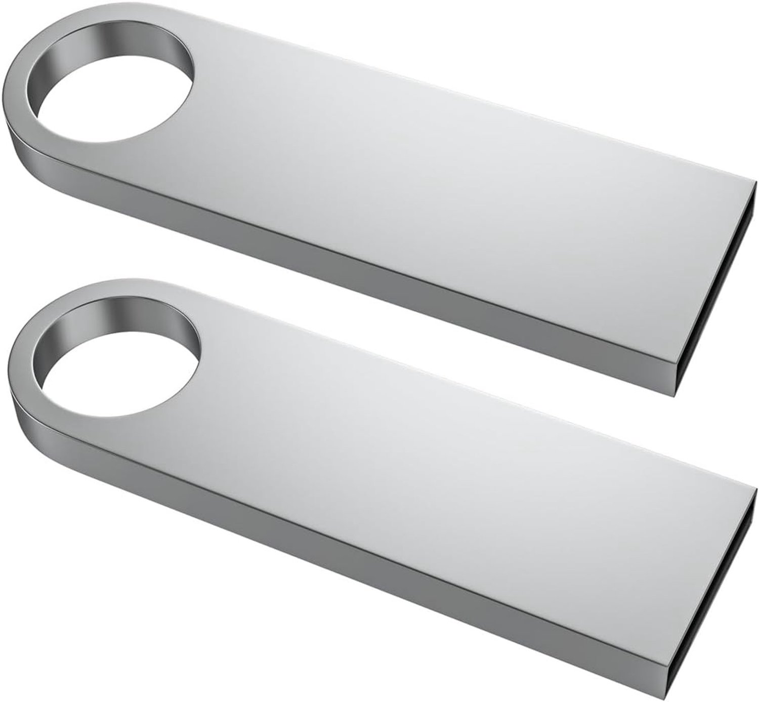 USB-stick - Zilver - 64GB - Mini Metaal Memory Stick met Sleutelhangers - Voor Gegevensopslag