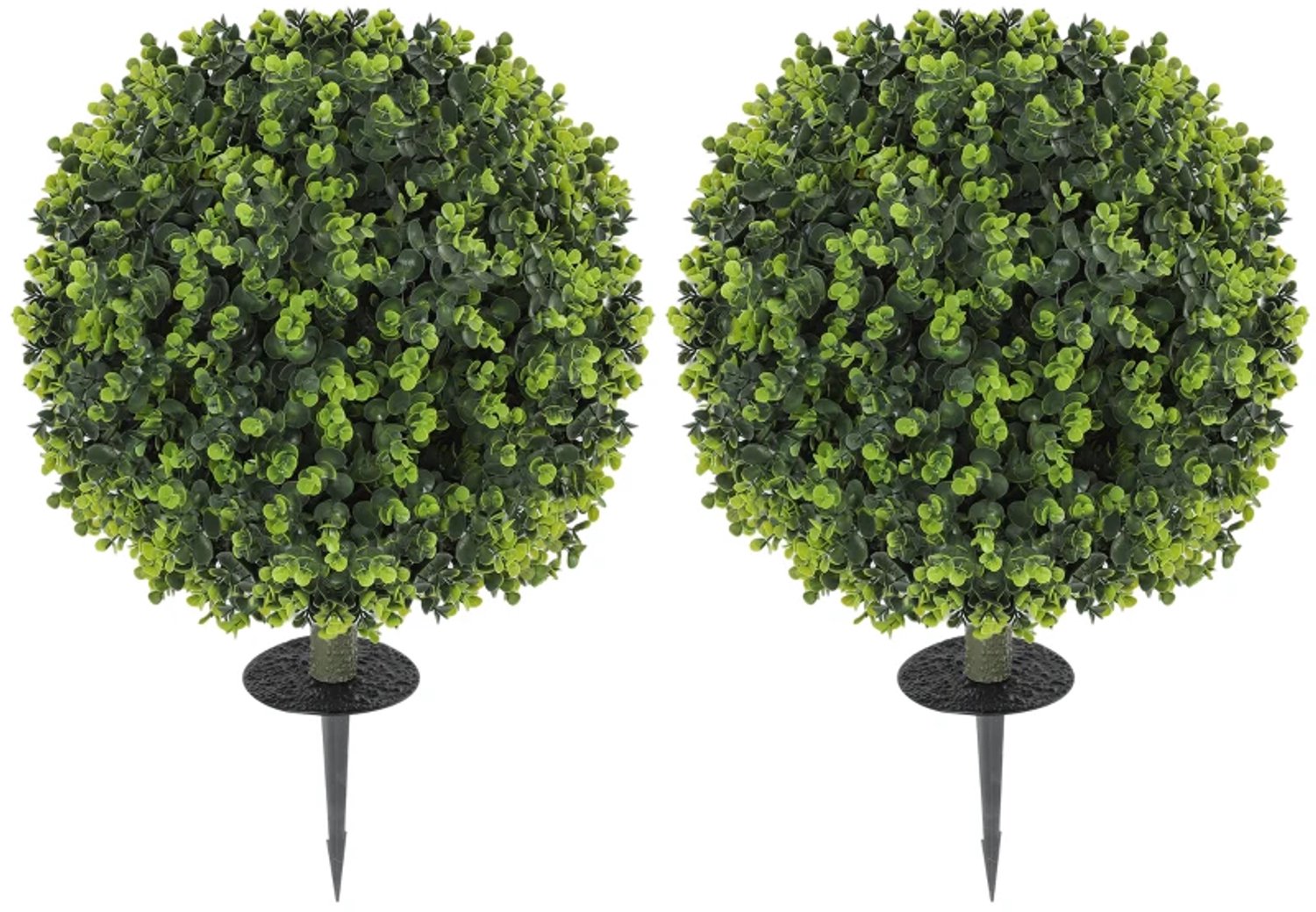 ZYLARO Kunstbuxusbollen - Set van 2 - Met grondpin - Voor binnen en buiten - UV-bestendig - Groen