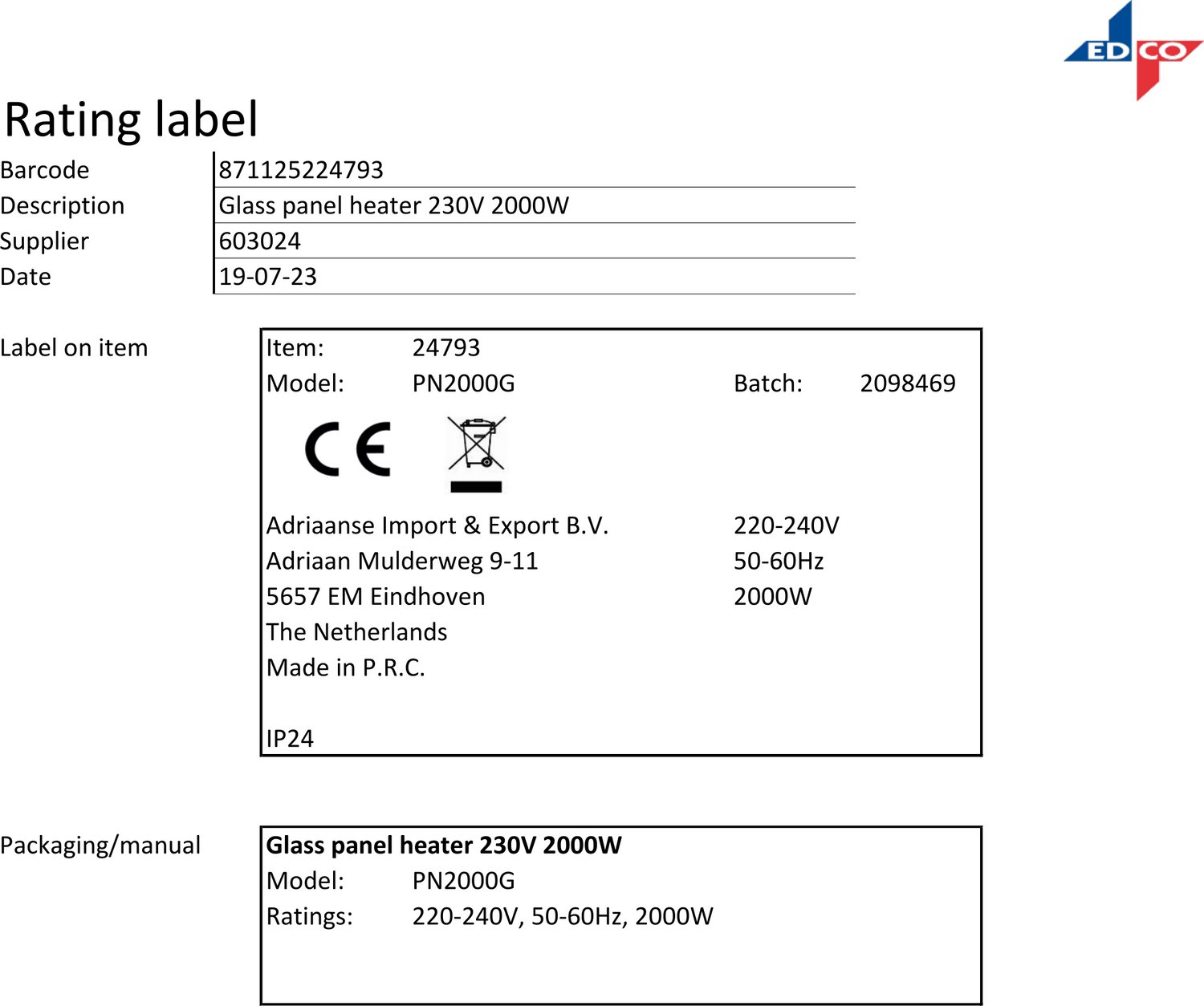 alpina Elektrische Verwarming 2000W – Paneelverwarming Elektrisch met Instelbare Thermostaat en 24u Timer – Voor Ruimtes 10-20 m² – Paneel Verwarming Glas 92x24x43cm – foto 2