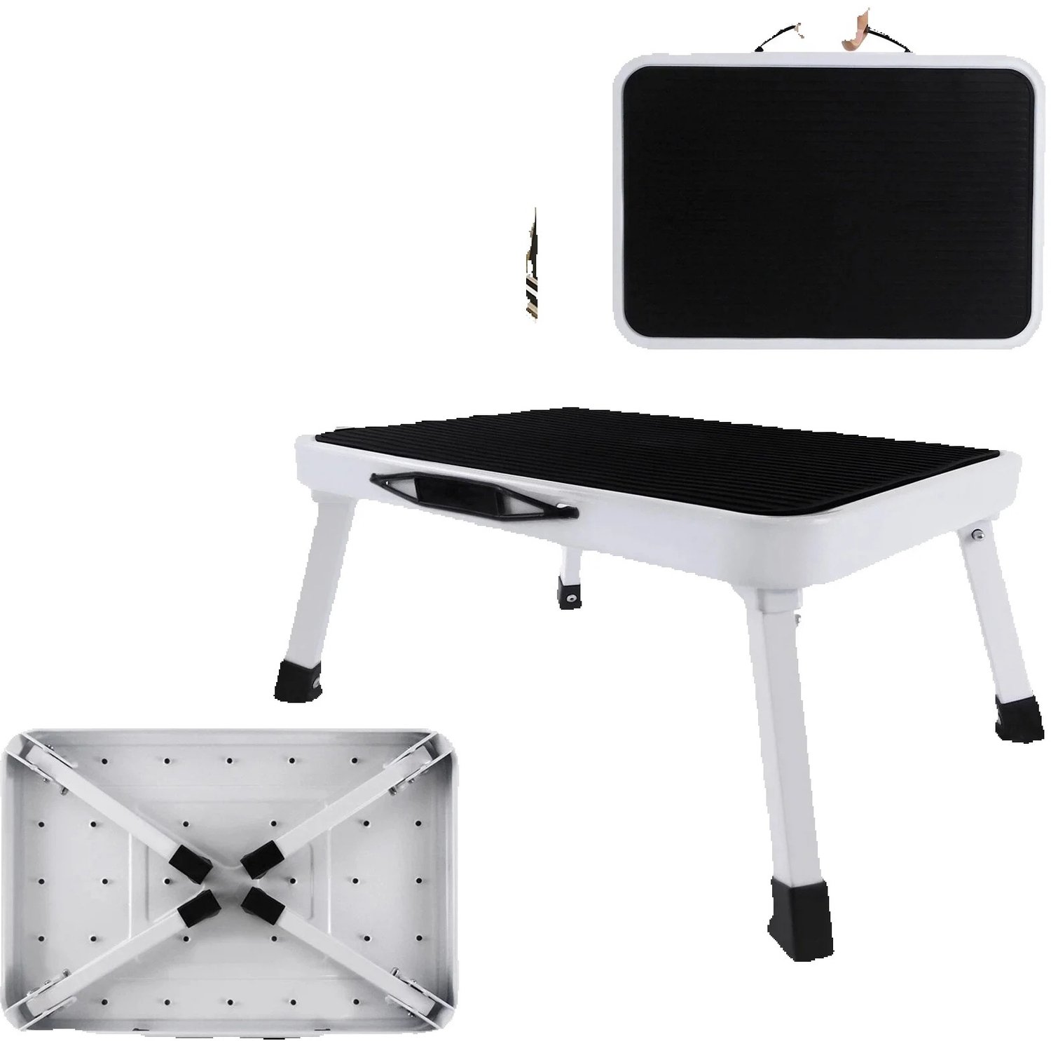 Veya Opstapje - Volwassenen – Inklapbaar – Krukje inklapbaar – 150 kg draagkracht - extra breed - 26 x 38 cm - Opvouwbaar - Zwart