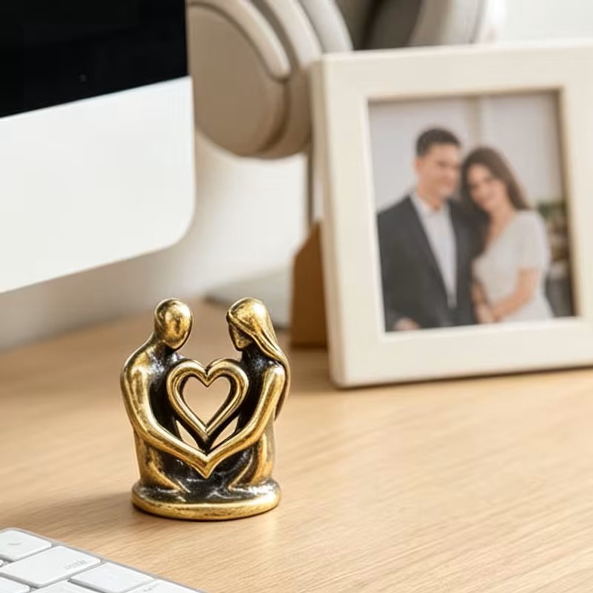 Messing beeldje,man en vrouw,liefde,woondecoratie