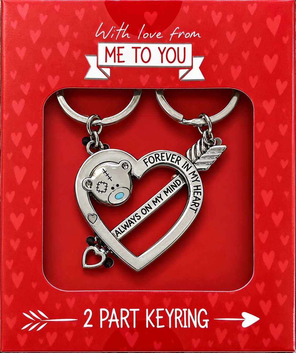ME TO YOU - Sleutelhangers Dubbel hart en Pijltje - Valentijn - Heart - Liefde - Vriendschap - Beertjes