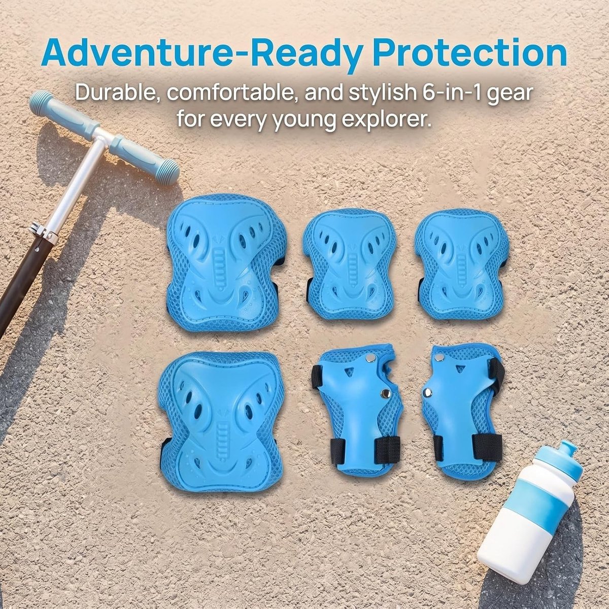 Skateboard Pols Bescherming voor Kinderen, Ademend, Set van 6, Blauw, Veiligheid, Sportaccessoires, Kindersport