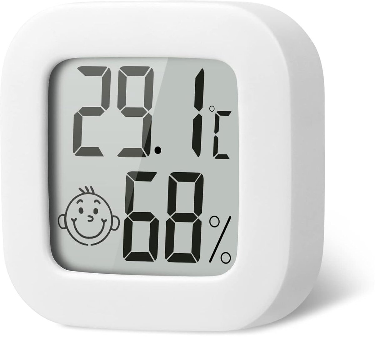1x Digitale Thermo-Hygrometer Mini LCD voor Binnen - Meet Temperatuur en Luchtvochtigheid - Wit