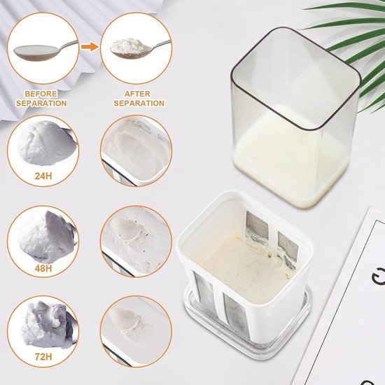 Yoghurtmaker 1100ml met deksel en fijne roestvrijstalen zeef voor Griekse yoghurt, verse kaas en notenmelk maken — afbeelding 3