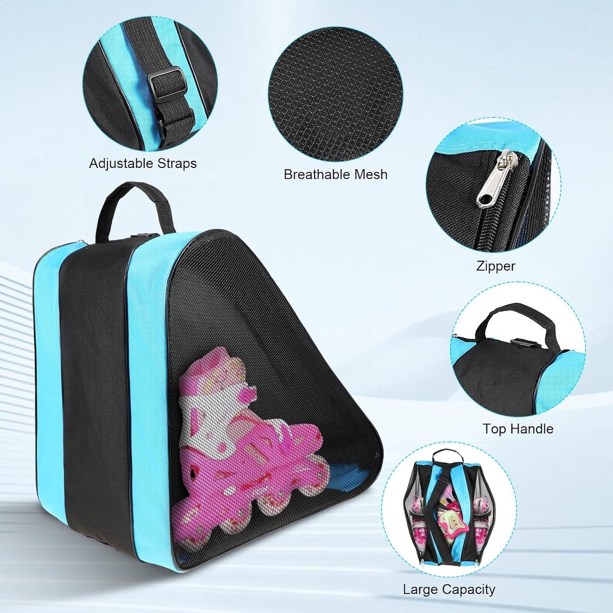 Kinderen Skate Tas, Unisex Schaats Tas met Verstelbare Schouderband, Skate Schoen Tas en Roller Mountain Tas, Oxford Katoen, Accessoires voor Jongens en Meisjes, Ideaal voor Schaatsen en Rollen