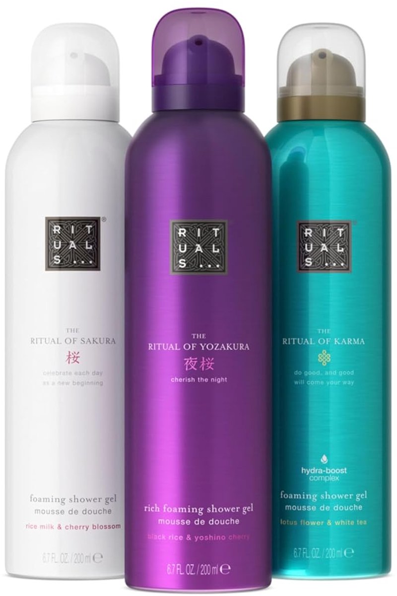 RITUALS Shower Foam Gift Set – 3 x 200 ml – The Ritual of Sakura, Karma & Yozakura – Luxe Doucheschuim Cadeauset – 600 ml