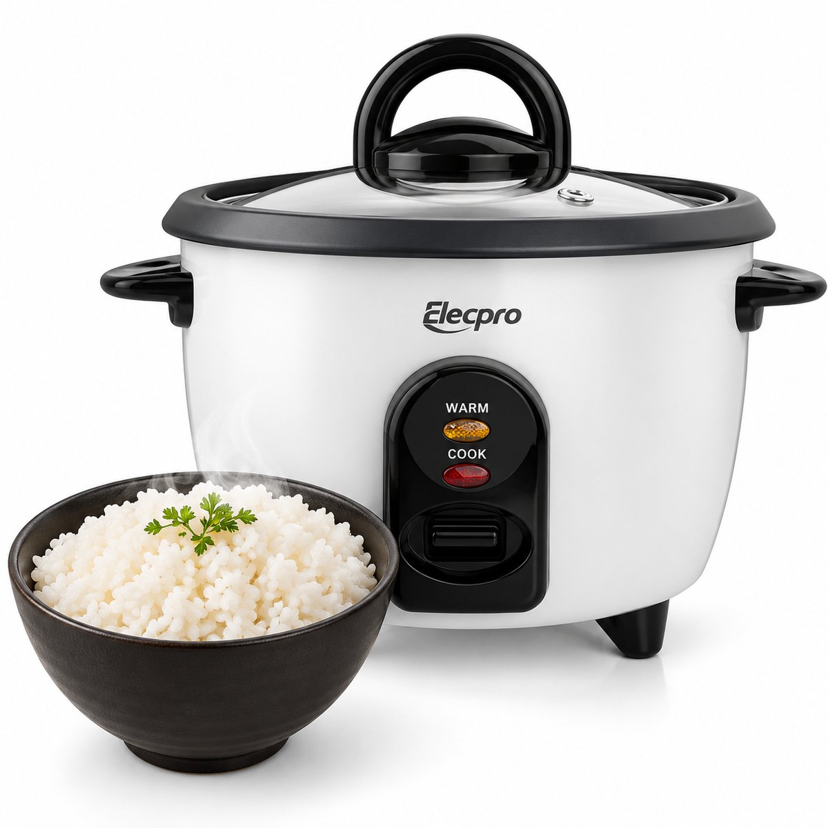 Currero Rice Cooker - Rijstkoker - Klein Model - Mini - Met Stoommandje - Automatisch - Warmhoudfunctie - Antiaanbak - 1.5l - Wit
