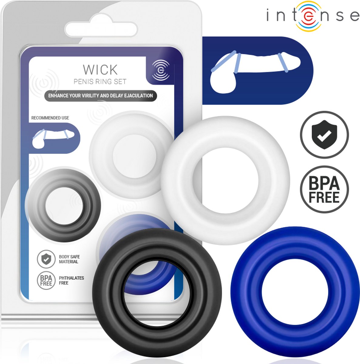 INTENSE - WICK SET OF 3 PENIS RINGS VARIOUS COLORS