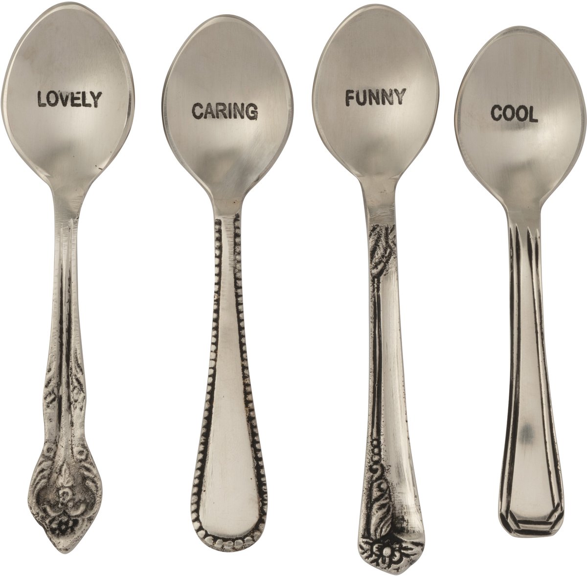 J-Line lepel Messing - brass - zilver - doos van 4