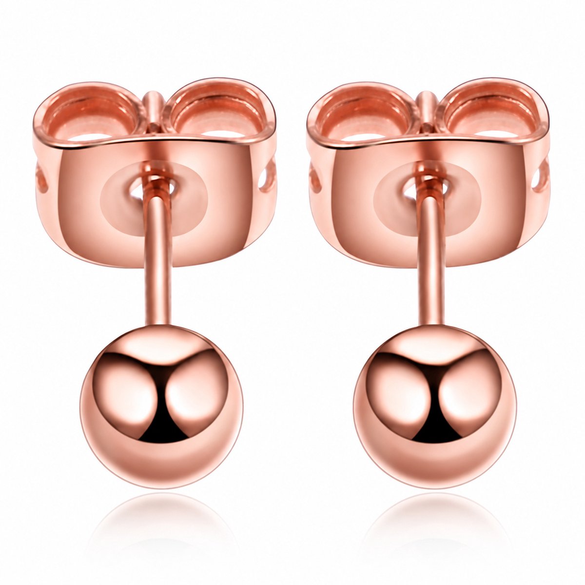 Rose Gold goudkleurige titanium oorknopjes met 4mm bolletje unisex