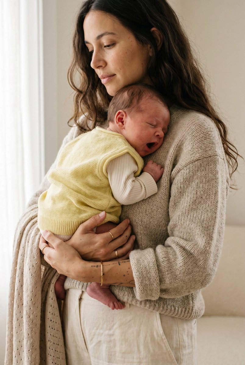 Merinowol gebreide baby spencer - Lemonade 50/56