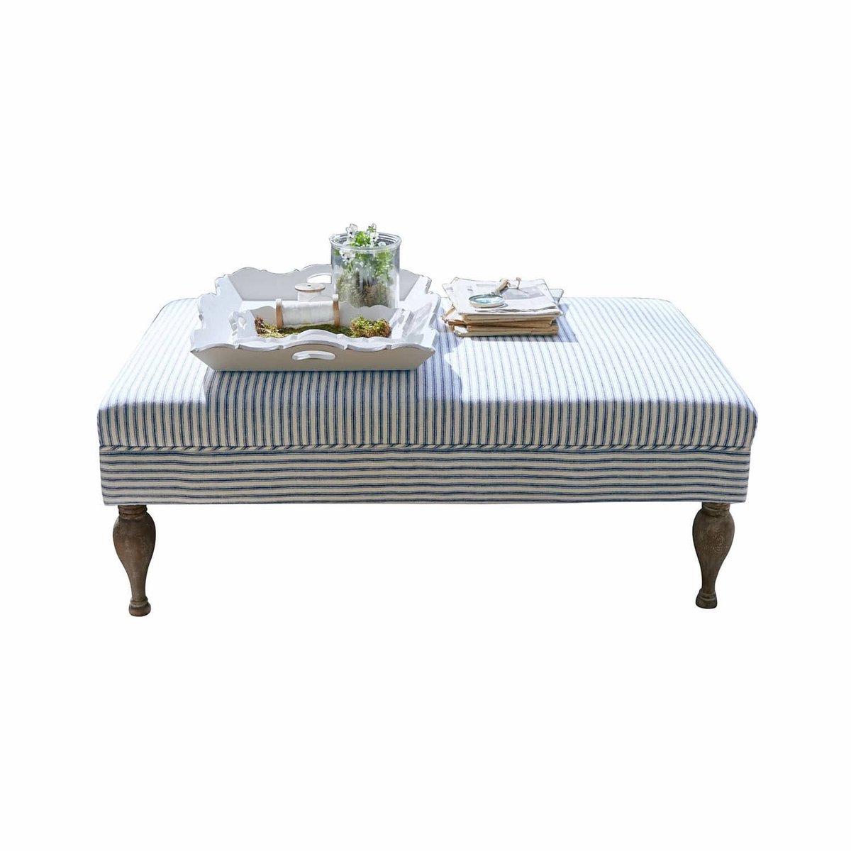 LOBERON Footstool Ulysette wit/blauw