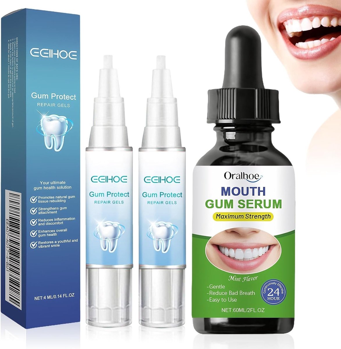 Gumtherapie set met 2 pcs reparatiegel en 60ml druppels voor diepe reiniging en herstel van het tandvlees