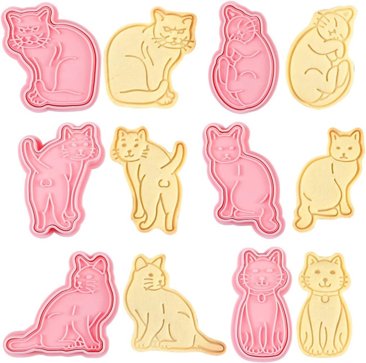 Set van 6 Dierenuitsteekvormpjes voor Koekjes - Plastic 3D Uitsteekvormen voor Kinderen en Decoratie