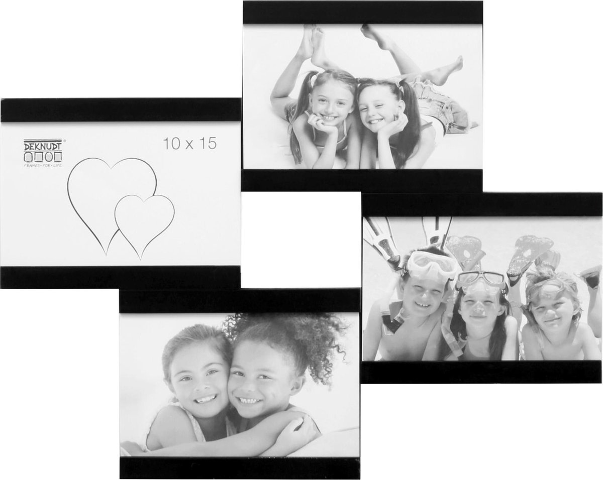 Deknudt Frames multifotolijst S68RK2 P4 - zwart - 4 foto's 10x15 cm