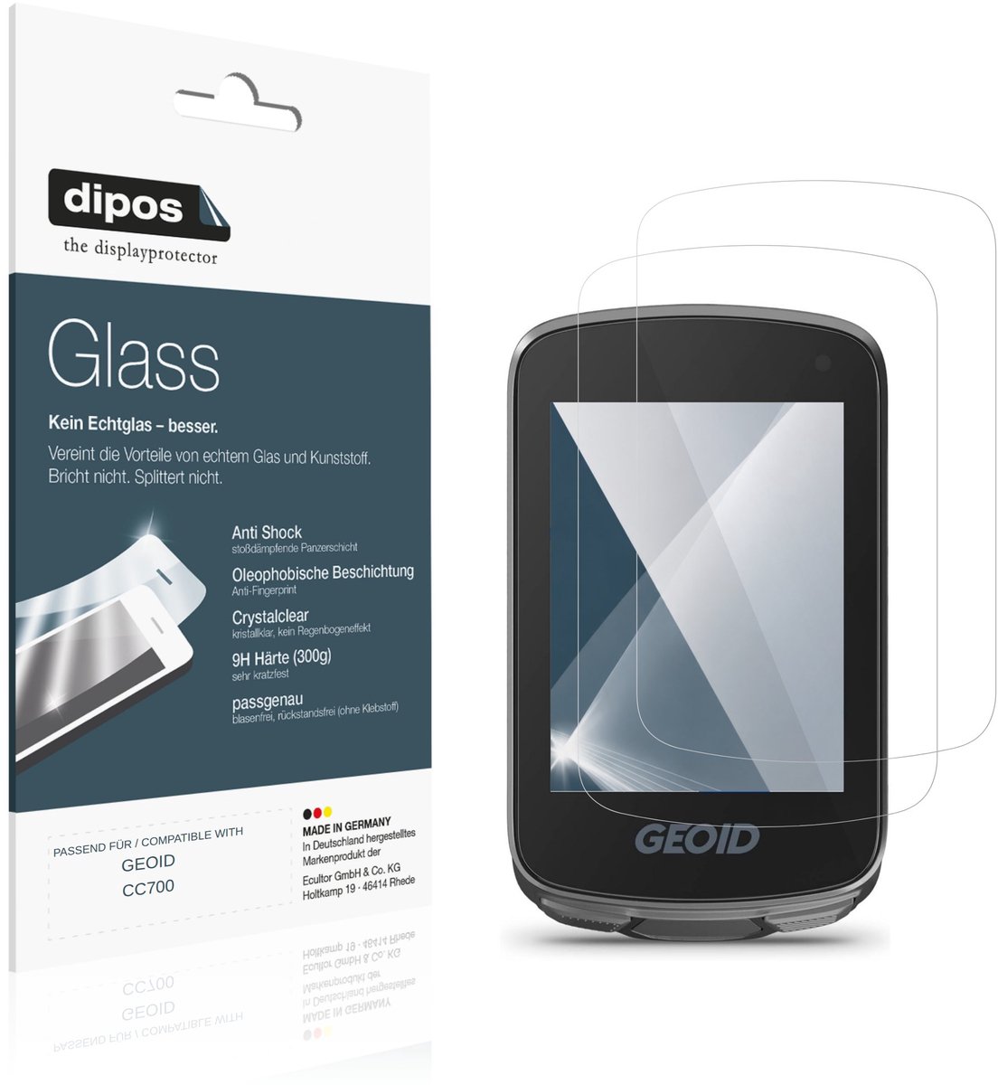 dipos – 2x Pantserfolie geschikt voor GEOID CC700 | 9H Screenprotector