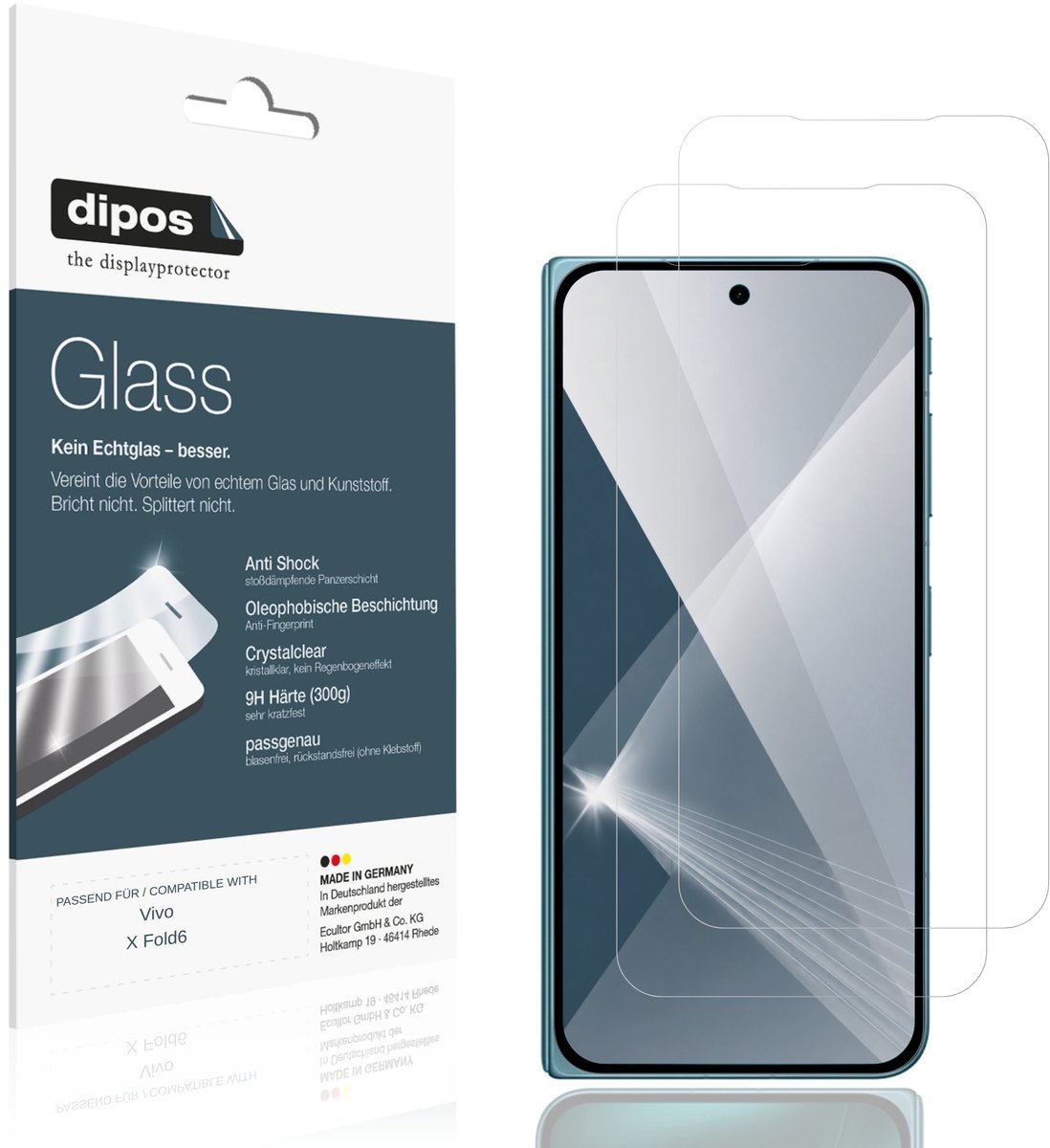 dipos – 2x Pantserfolie geschikt voor Vivo X Fold6 Buitenkant | 9H Screenprotector