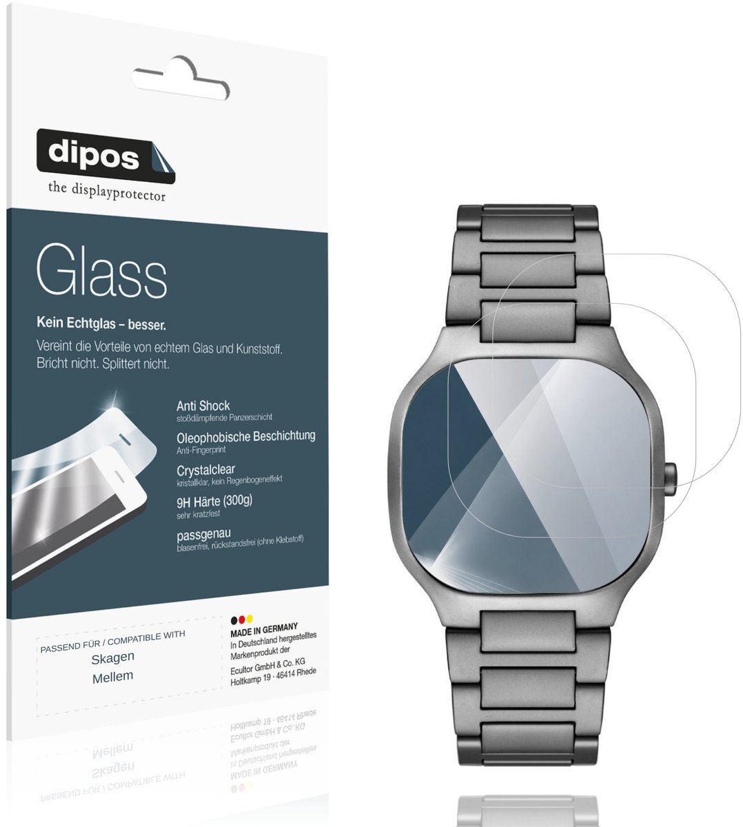 dipos – 2x Pantserfolie geschikt voor Skagen Mellem | 9H Screenprotector