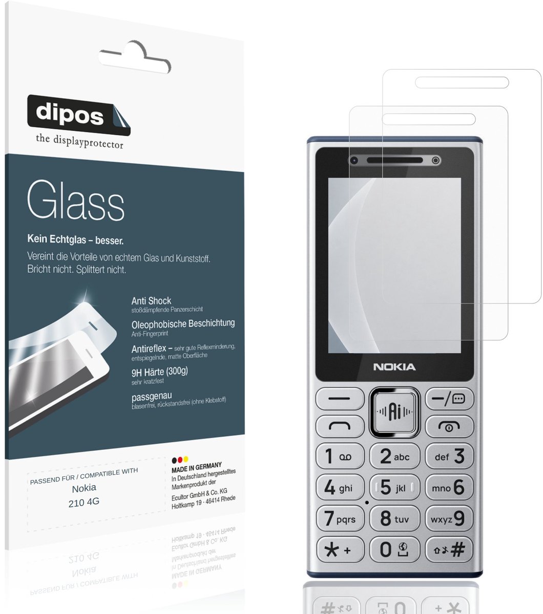 dipos – 2x Matte Pantserfolie geschikt voor Nokia 210 4G | 9H Screenprotector