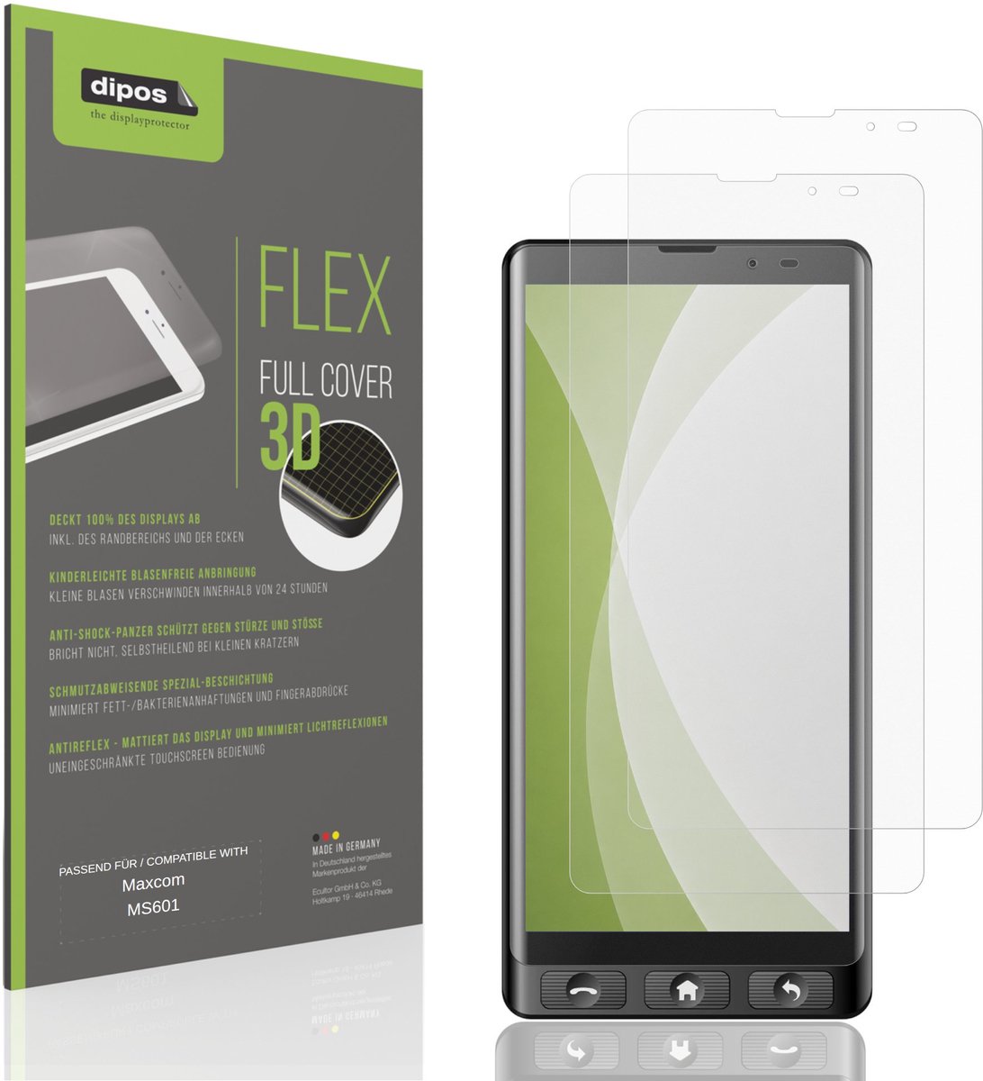 dipos FLEX – 2x Matte Screenprotector geschikt voor Maxcom MS601 | Volledige Schermbescherming | Case-Friendly
