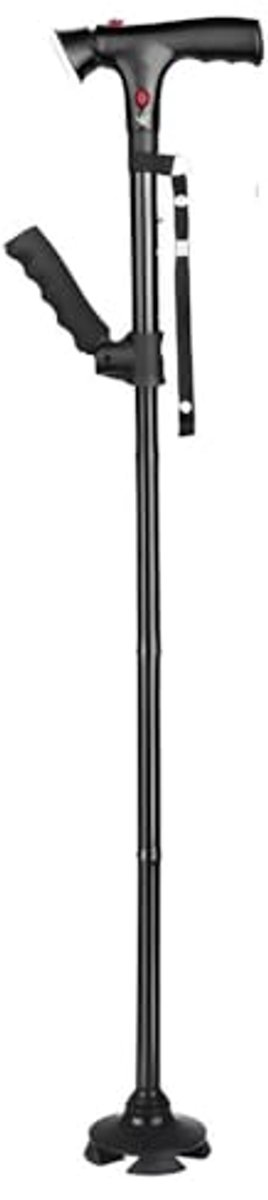 Opvouwbare Wandelstok met Armsteun en LED-Licht - Verstelbare Hoogte - 4-Poot Basis - Aluminium