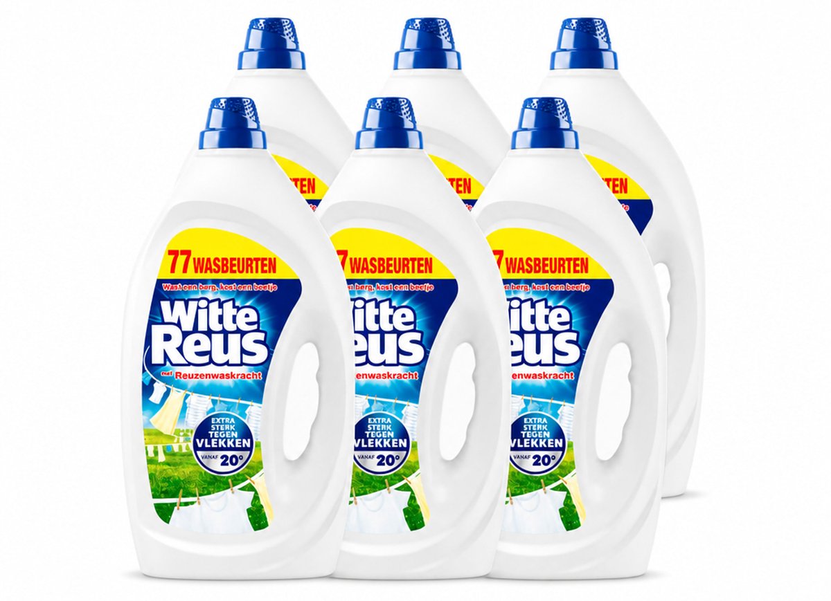 6 x Witte Reus - Vloeibaar Wasmiddel - Witte Was - 77 Wasbeurten - Voordeelverpakking - 6 stuks