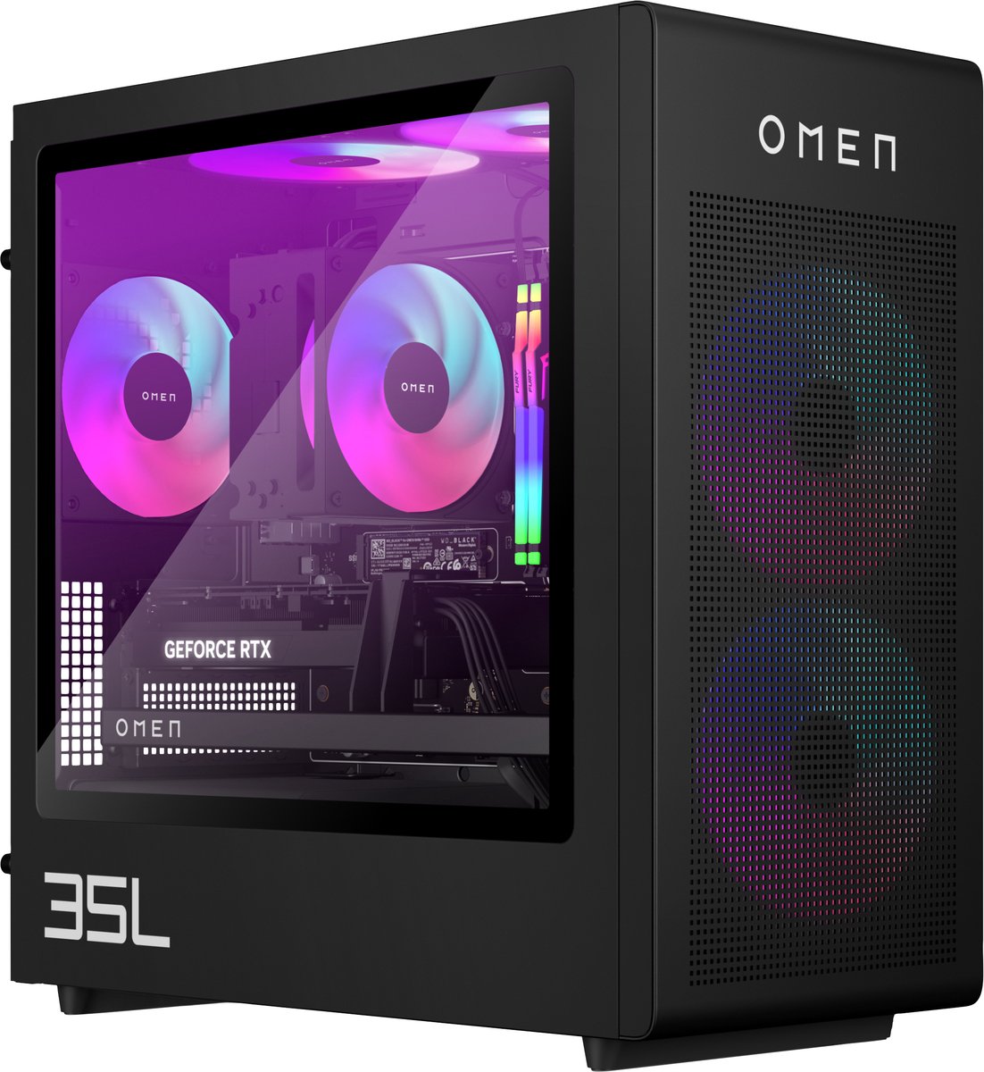HP OMEN 35L - Gaming Desktop GT16-0750nd - PC AMD Ryzen™ 5 - 8500F - 32 GB DDR5-SDRAM - NVIDIA GeForce RTX 5060 - Windows 11 Home - Tower AI PC - Zwart thumbnail 6