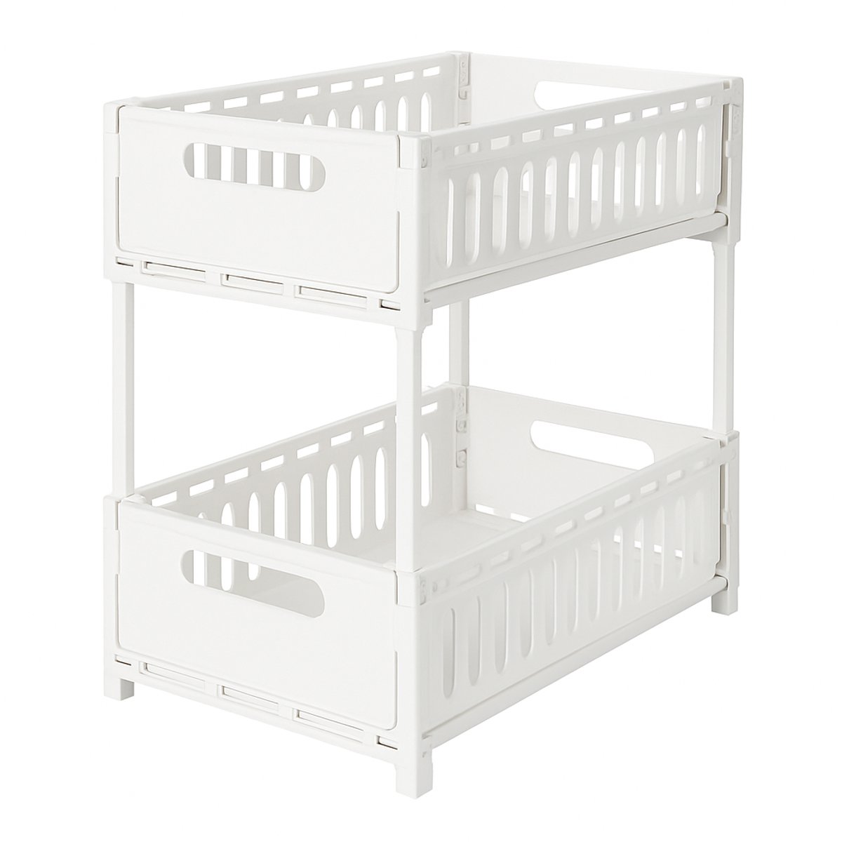 Ibenzoa ® Onderkast organizer A - 2 etages - Keukenkast/ badkamer - Wit - Verstelbare hoogte - Metaal