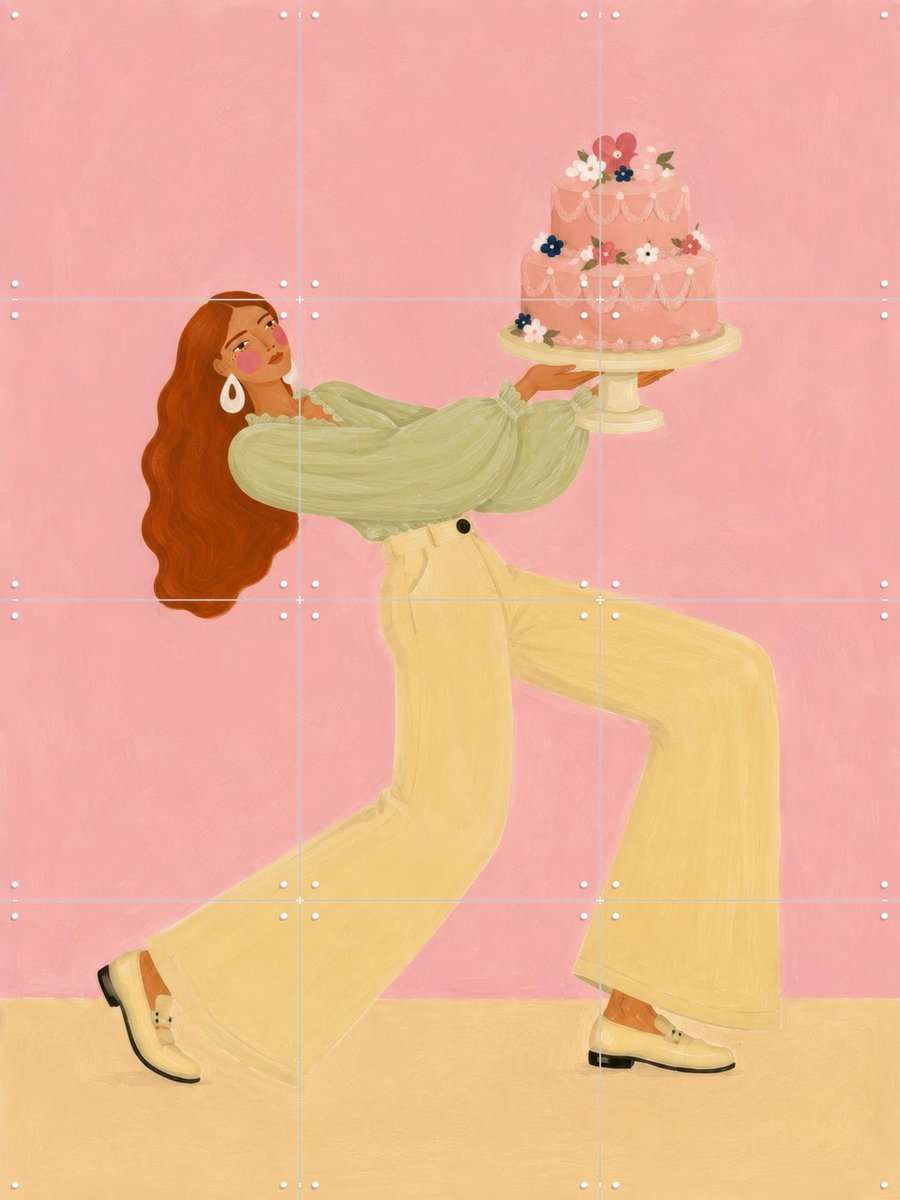 IXXI Piece Of Cake, Atelier Pommeline - 60 x 80 cm - Gratis ophangtool - Grote wanddecoratie en posters - Kleurrijk, Speels, Modern, Digitale Kunst