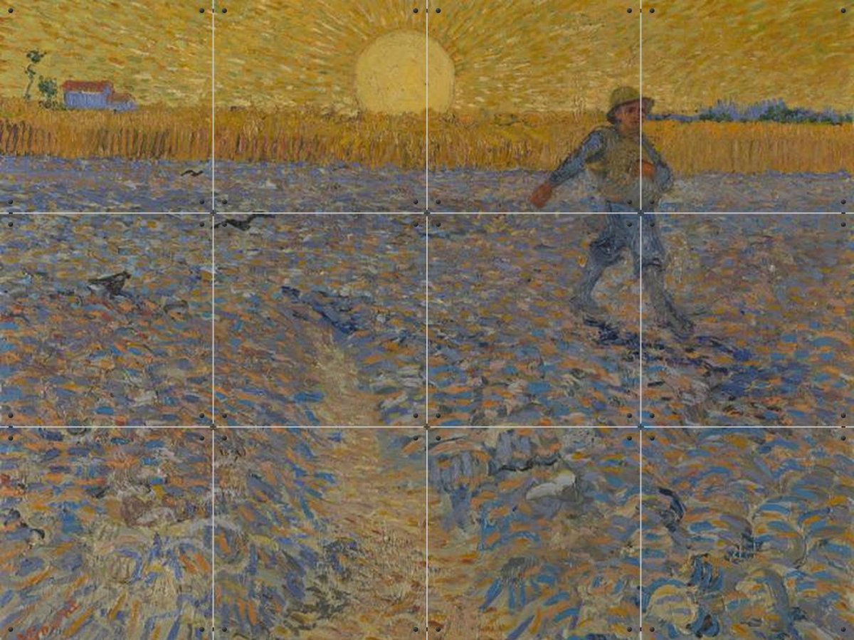 IXXI De zaaier, Vincent van Gogh (1853 - 1890) & Kröller-Müller Museum - 80 x 60 cm - Gratis ophangtool - Grote wanddecoratie en posters - Kleurrijk