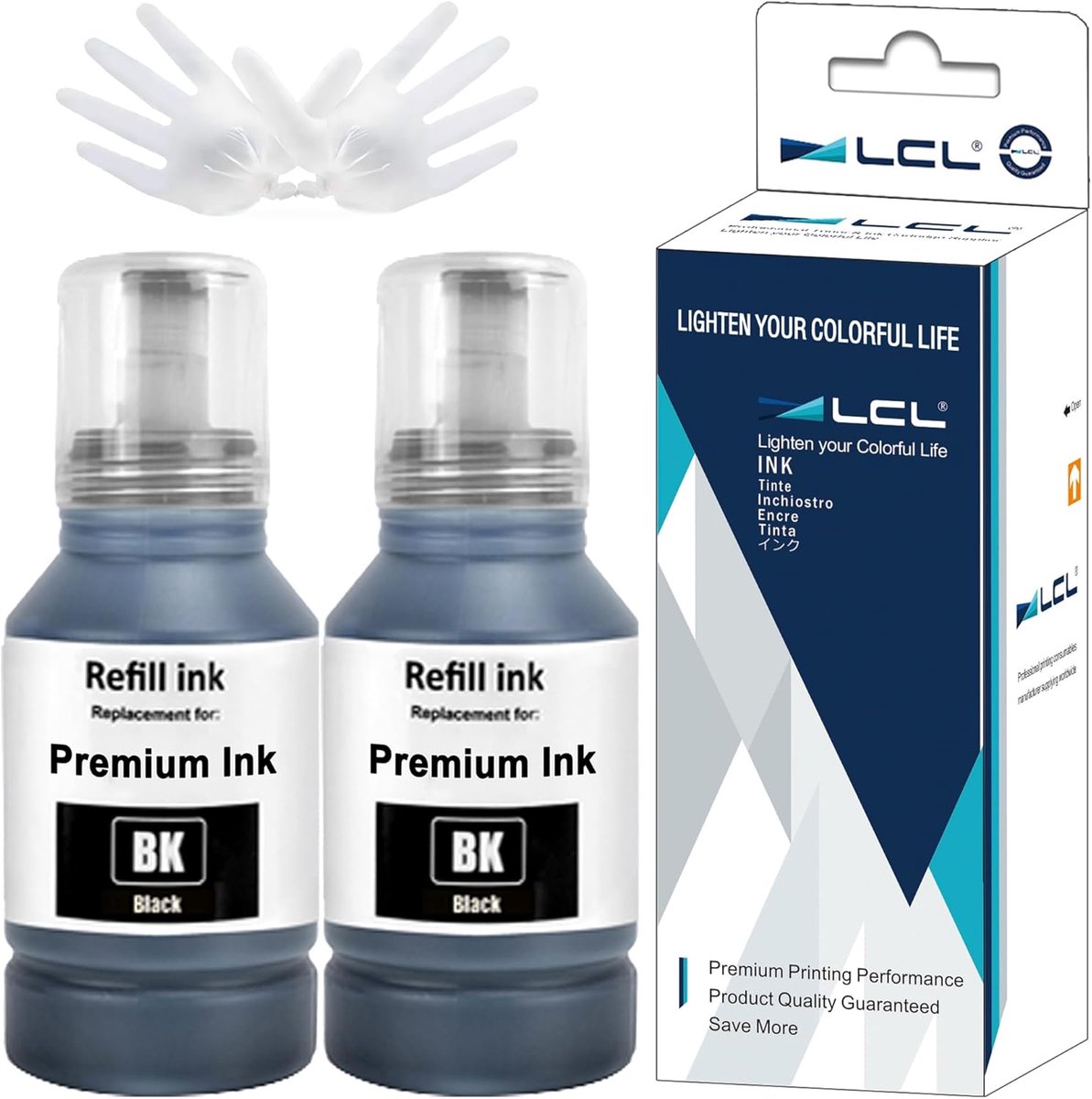LCL-inktfles van 140 ml x 2, compatibel met 104 Epson EcoTank ET-1810 ET-2710 ET-2711 ET-2712 ET-2714 ET-2715 ET-2720 - ShopVlot